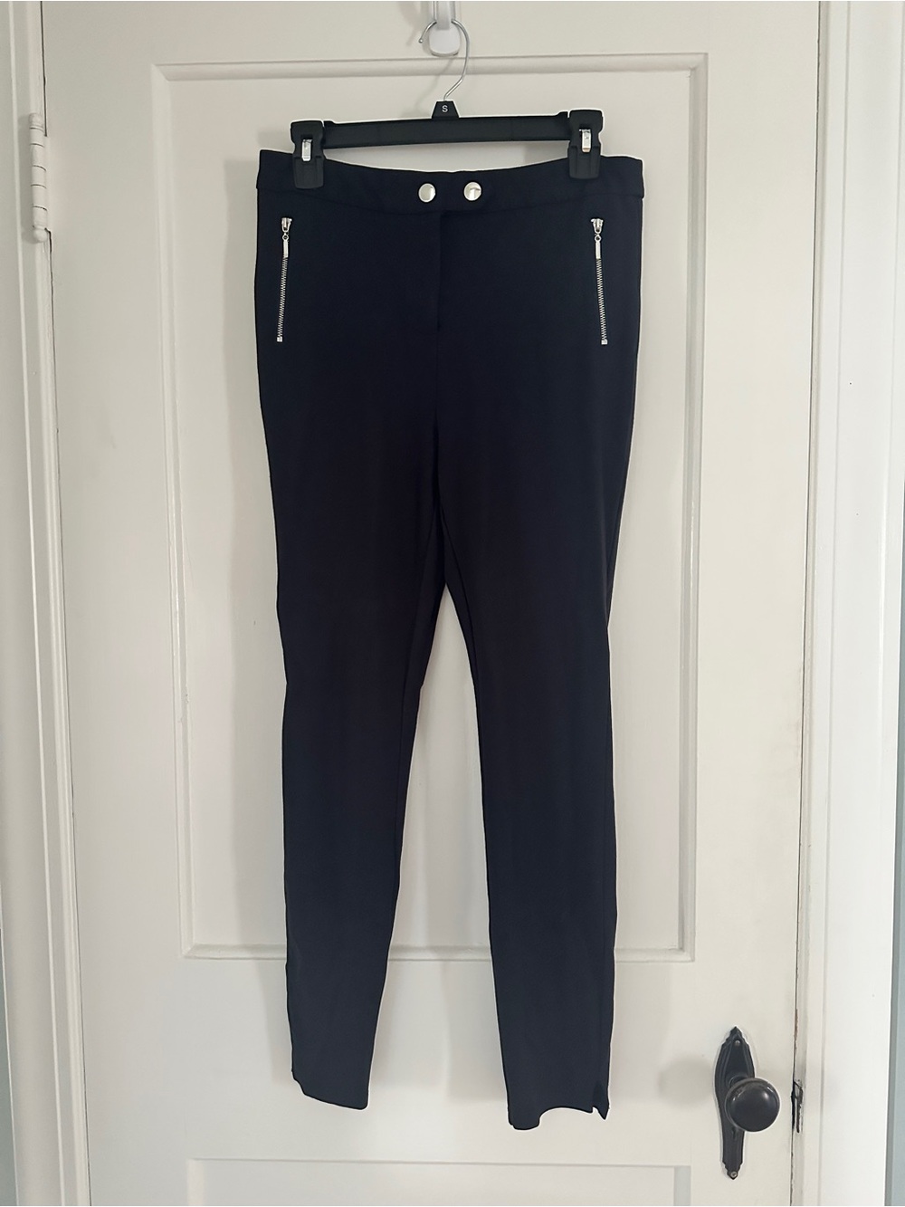 Madison Black Skinny Pants with Silver Zips